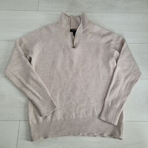 Isaac Mizrahi Cream 1/2 Zip 100% Merino Wool Sweater
